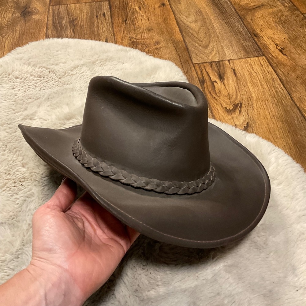 Henschel Aussie Hat Size Large Brown Leather Woven Band Cowboy